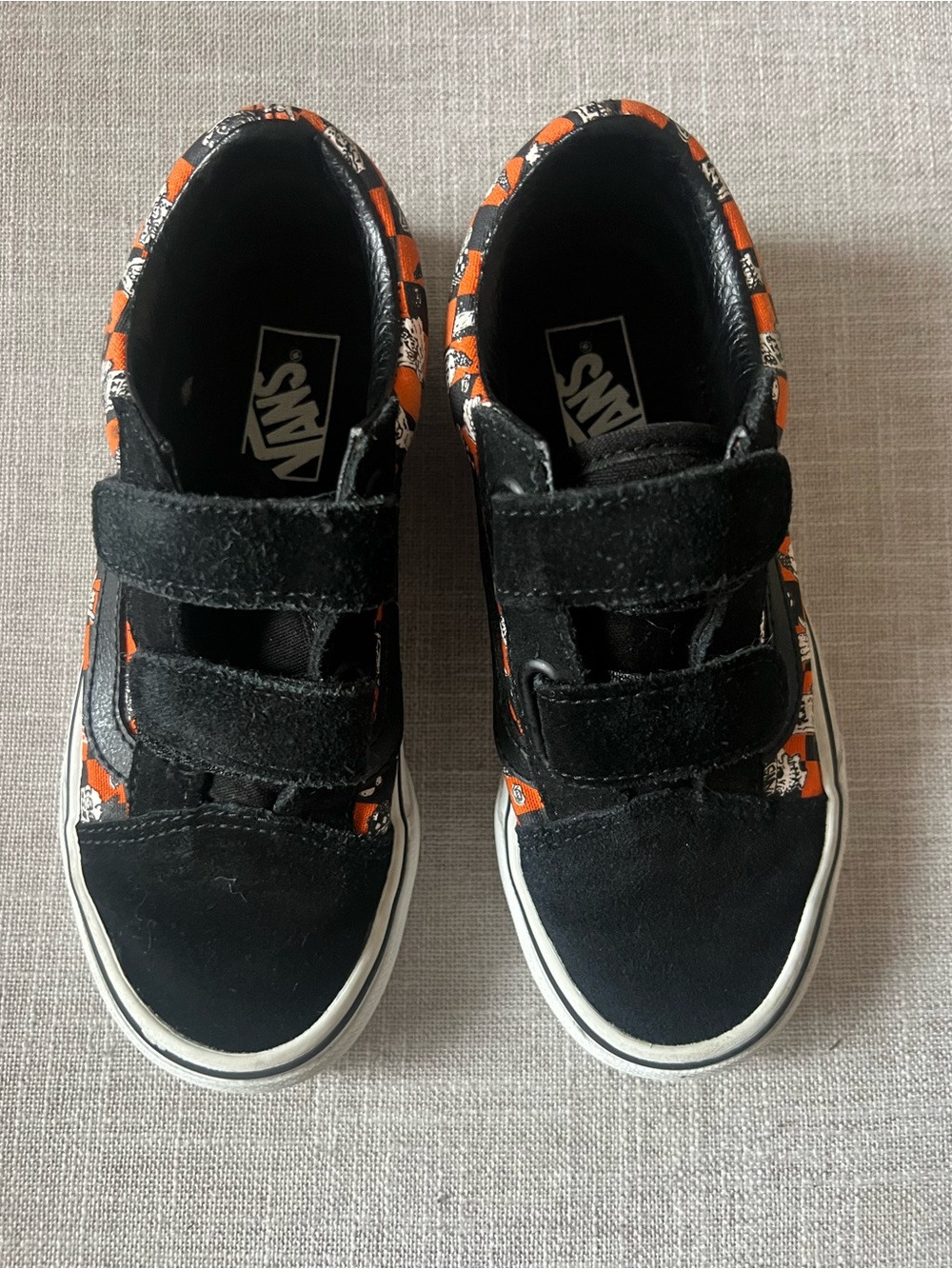 Vans Black/Orange Skate Sneakers, Boys/kids 13.5, low top streetwear casual
